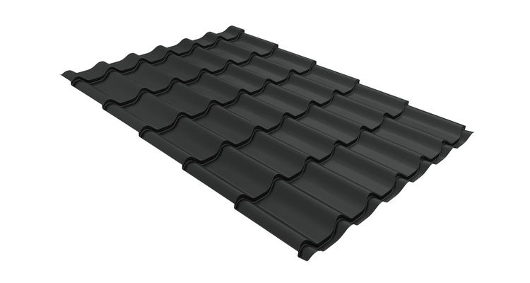 Металлочерепица классик GL 0,5 покрытие Rooftop Бархат RAL 7016 антрацитово-серый