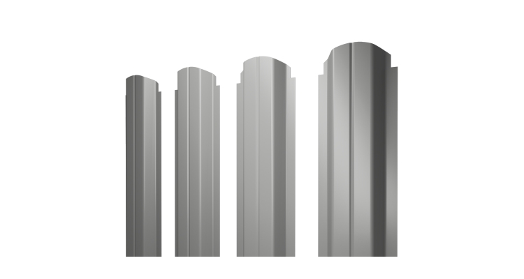 Штакетник П-образный А фигурный 0,5 Satin RAL 9006 бело-алюминиевый