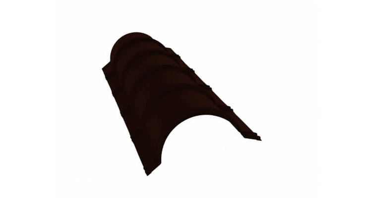 Планка малого конька полукруглого 0,5 GreenCoat Pural BT с пленкой RR 32 темно-коричневый (RAL 8019 серо-коричневый) (1,97м)